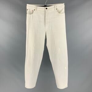 VETEMENTS Size 32 White Light Blue Cotton Button Fly Jeans